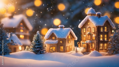 christmas small houses, new year background. generative AI © Lasha Kilasonia
