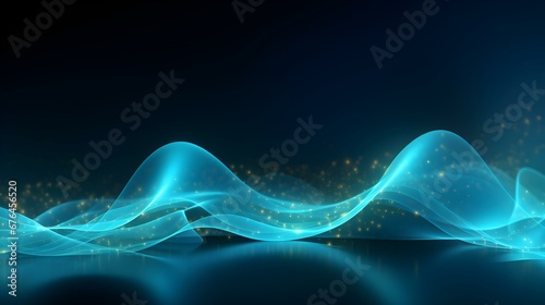 Dynamic Wallpaper of soft Waves in cyan Colors. Elegant Presentation Background