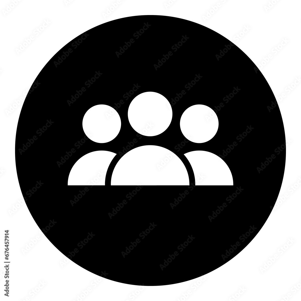 A people symbol in the center. Isolated white symbol in black circle. Illustration on transparent background A people symbol in the center. Isolated white symbol in black circle. Illustration on transparent background