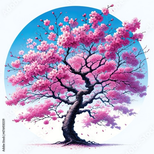 Cherry Blossom Tree in Full Bloom Illustration © ArtBoticus