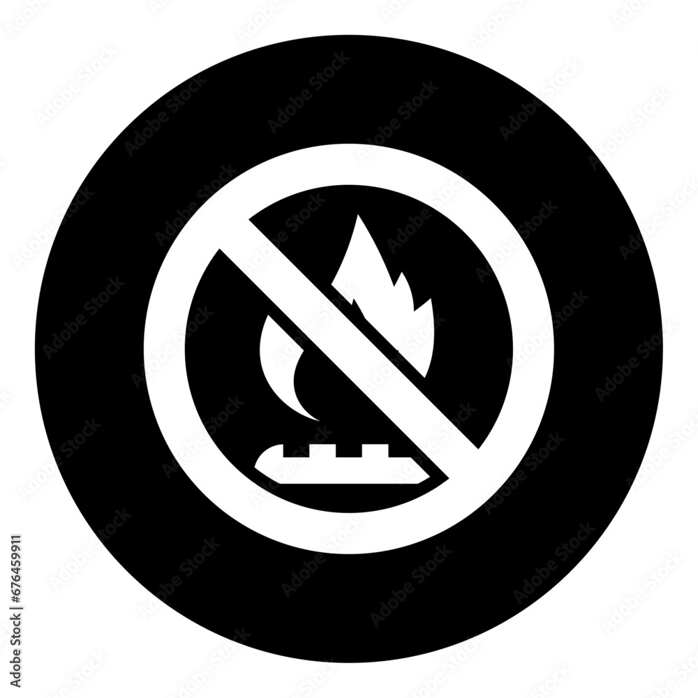 A no gas symbol in the center. Isolated white symbol in black circle. Vector illustration on white background A no gas symbol in the center. Isolated white symbol in black circle. Vector illustration on white background