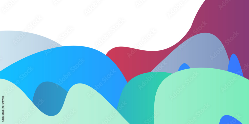 Abstract colorful gradient color papercut background with curved shapes, colorful background with geometric curved lines, abstract background with geometric lines.