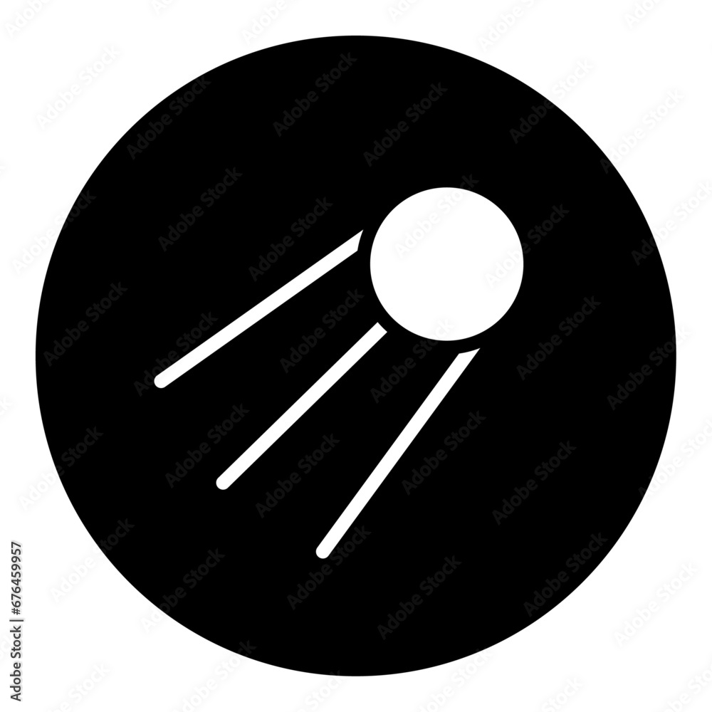 A satellite symbol in the center. Isolated white symbol in black circle. Vector illustration on white background A satellite symbol in the center. Isolated white symbol in black circle. Vector illustration on white background