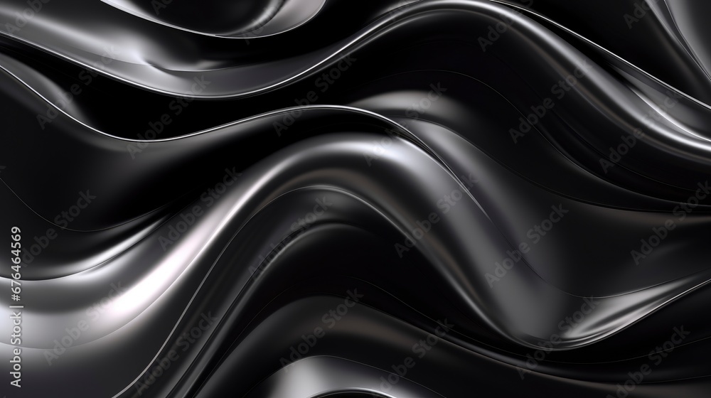 Fototapeta premium Black silver Holographic liquid shapes abstract background