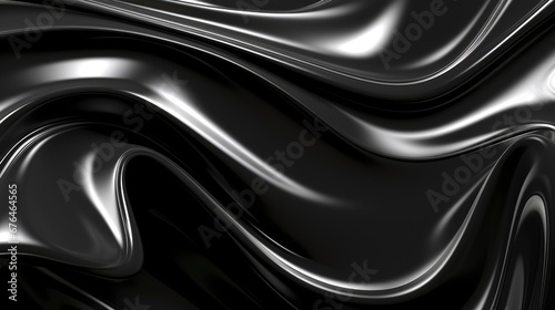 Black silver Holographic liquid shapes abstract background