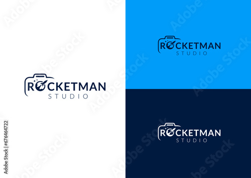Rocket camera lens logo design concept