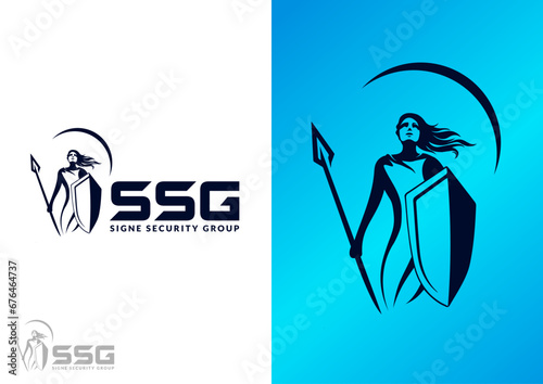 Warrior woman logo design concept