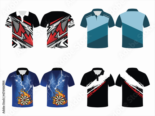SPORTS POLO SHIRT ARTWORK MOCKUP ditable vector mockups for men's sports polo shirts with front and back views. Templates feature blank sublimated white, and colored, suitable for soccer, football
