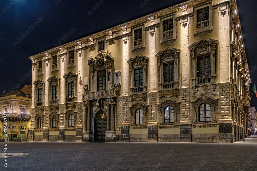 University Palace in Catania at Night