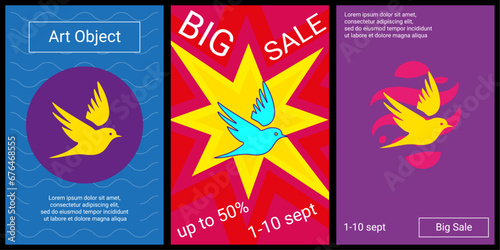 Canvas Print Trendy retro posters for organizing sales and other events