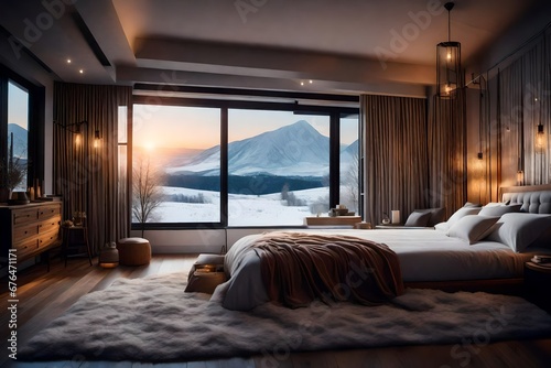 A cozy bedroom with a bed covered in soft