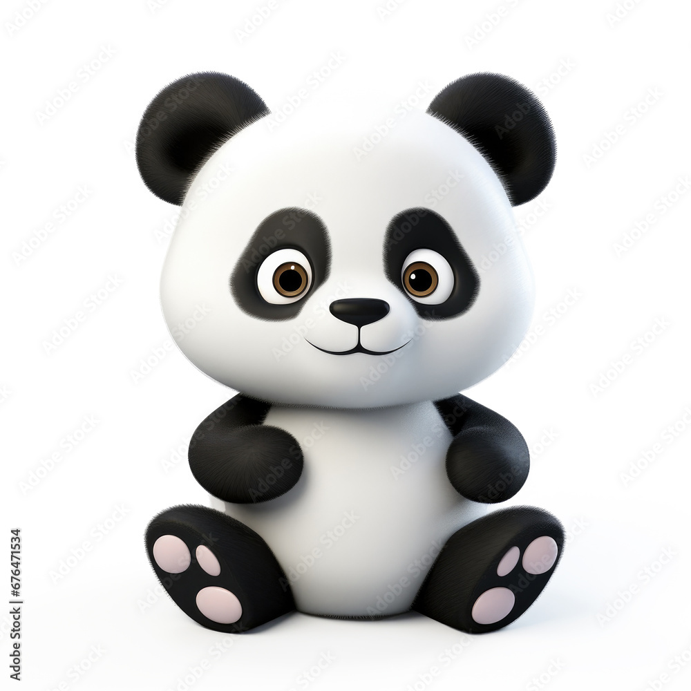 Fototapeta premium Cute Cartoon Panda Bear Isolated on a Transparent Background 