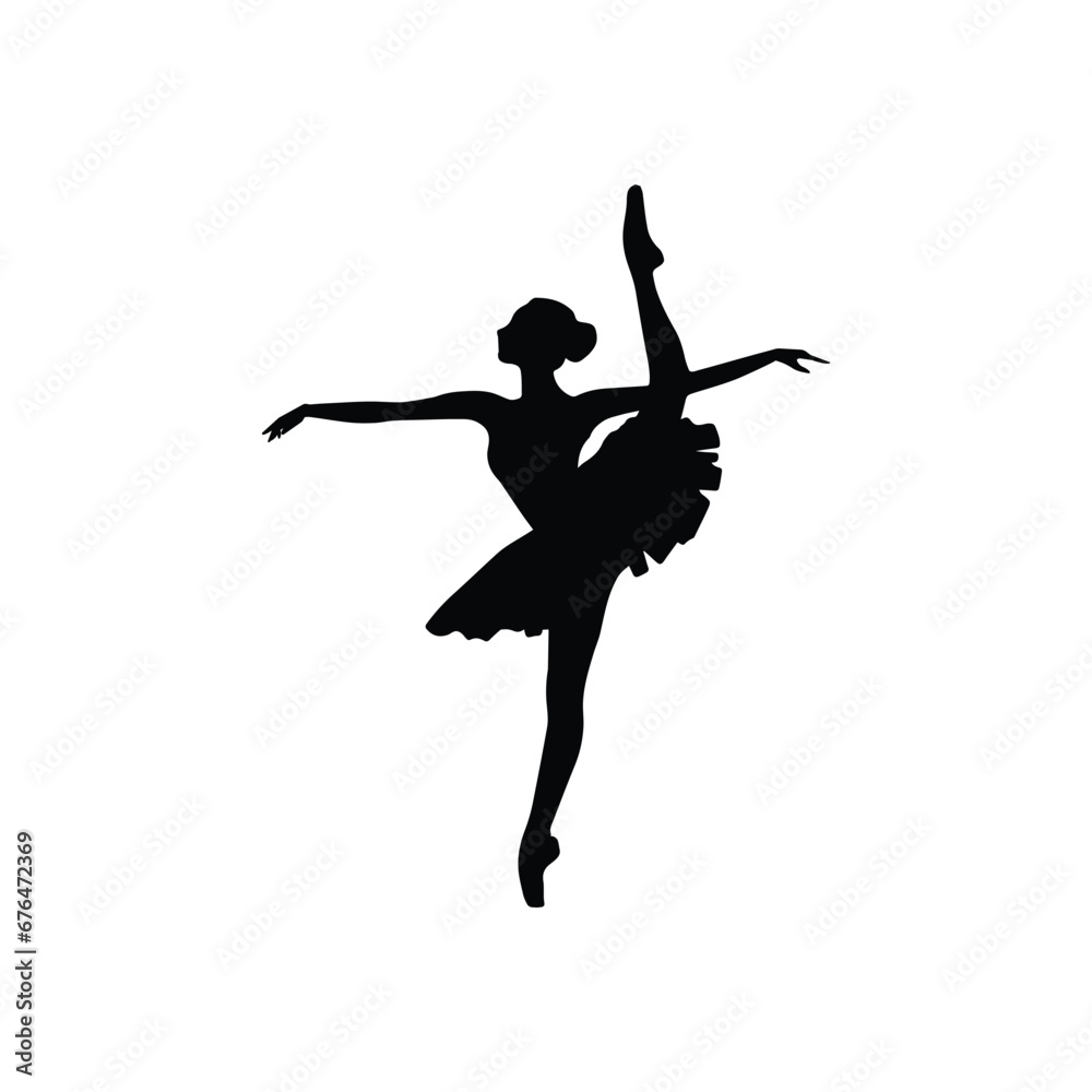 Balletic Poise: A Stunning Dance Pose Featuring a Ballerina Standing on One Leg with the Other Gracefully Extended, Capturing the Essence of Elegance and Balance in Ballet Performance
