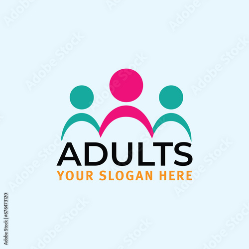 adults people teamwork logo design vector