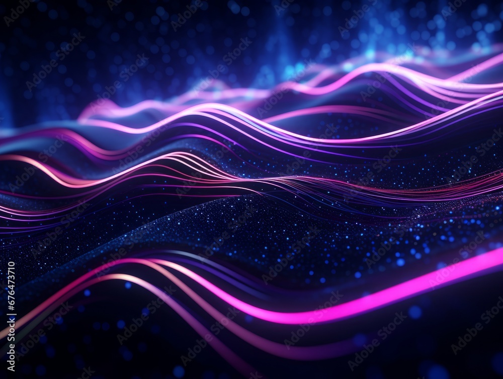 Abstract sci-fi blue and purple waves, concept of digital future., AI Abstract sci-fi blue and purple waves, concept of digital future., AI