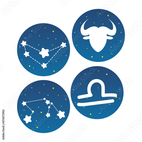 Set of star constellations and zodiac signs Vector