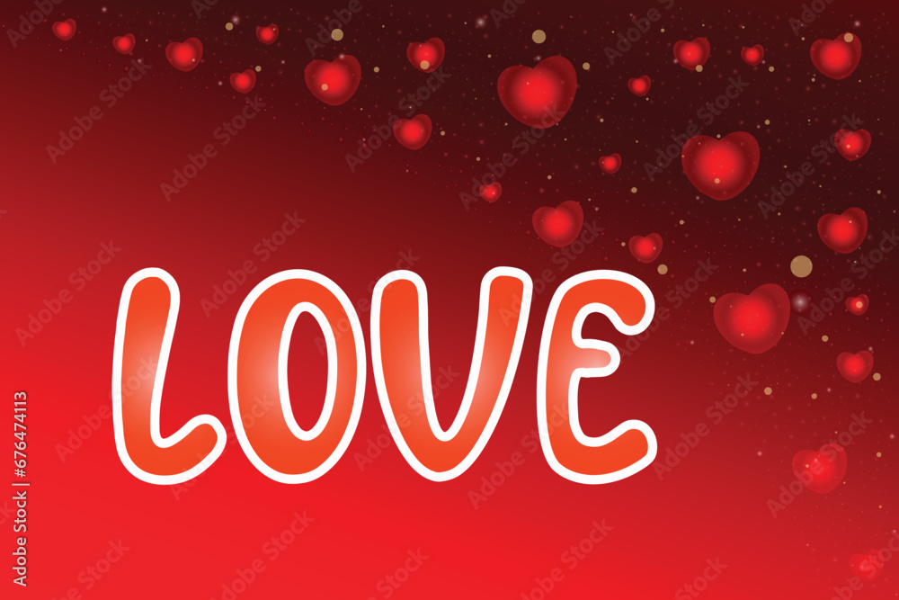 Happy valentine Vector greeting Shining red hearts 14 february Day all lovers Text word Letter Gentle design Romantic feelings Gradient Love beautifully craft Wedding Valentine's card radiating warmth
