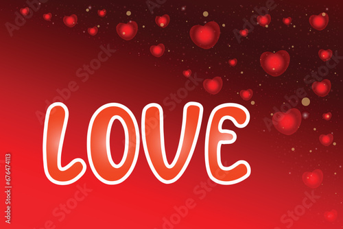 Happy valentine Vector greeting Shining red hearts 14 february Day all lovers Text word Letter Gentle design Romantic feelings Gradient Love beautifully craft Wedding Valentine's card radiating warmth