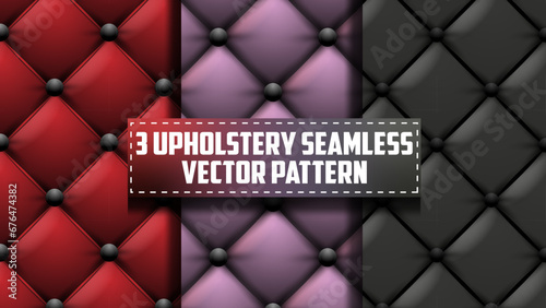Luxurious Red Pink & Black upholstery seamless pattern.  Upholstery Seamless Vector Pattern