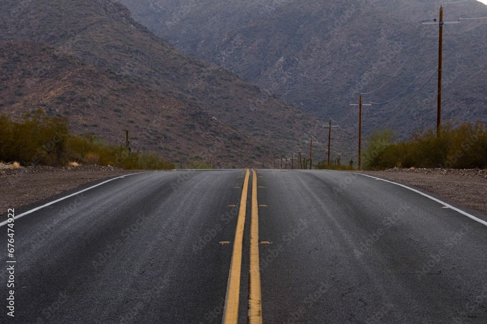 Asphalt Olive Ave road near the White Tank Mountains Asphalt Olive Ave road near the White Tank Mountains