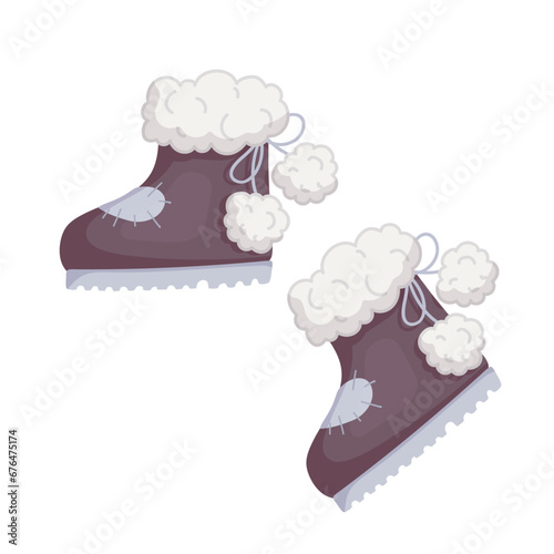 Winter fur boots, uggs. Vector graphics. photo