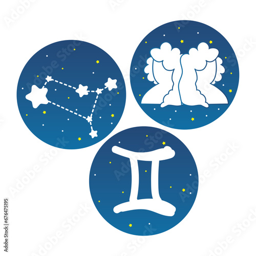 Set of star constellations and zodiac signs Vector