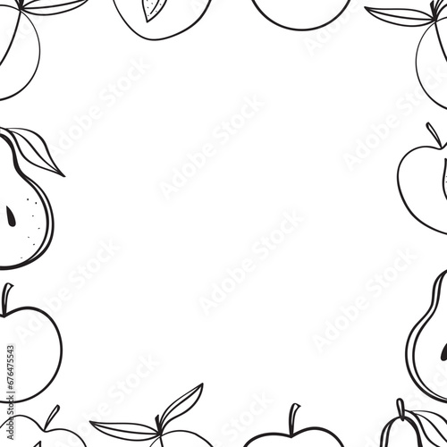 Square decorative frame with fruits in vector, fruits border