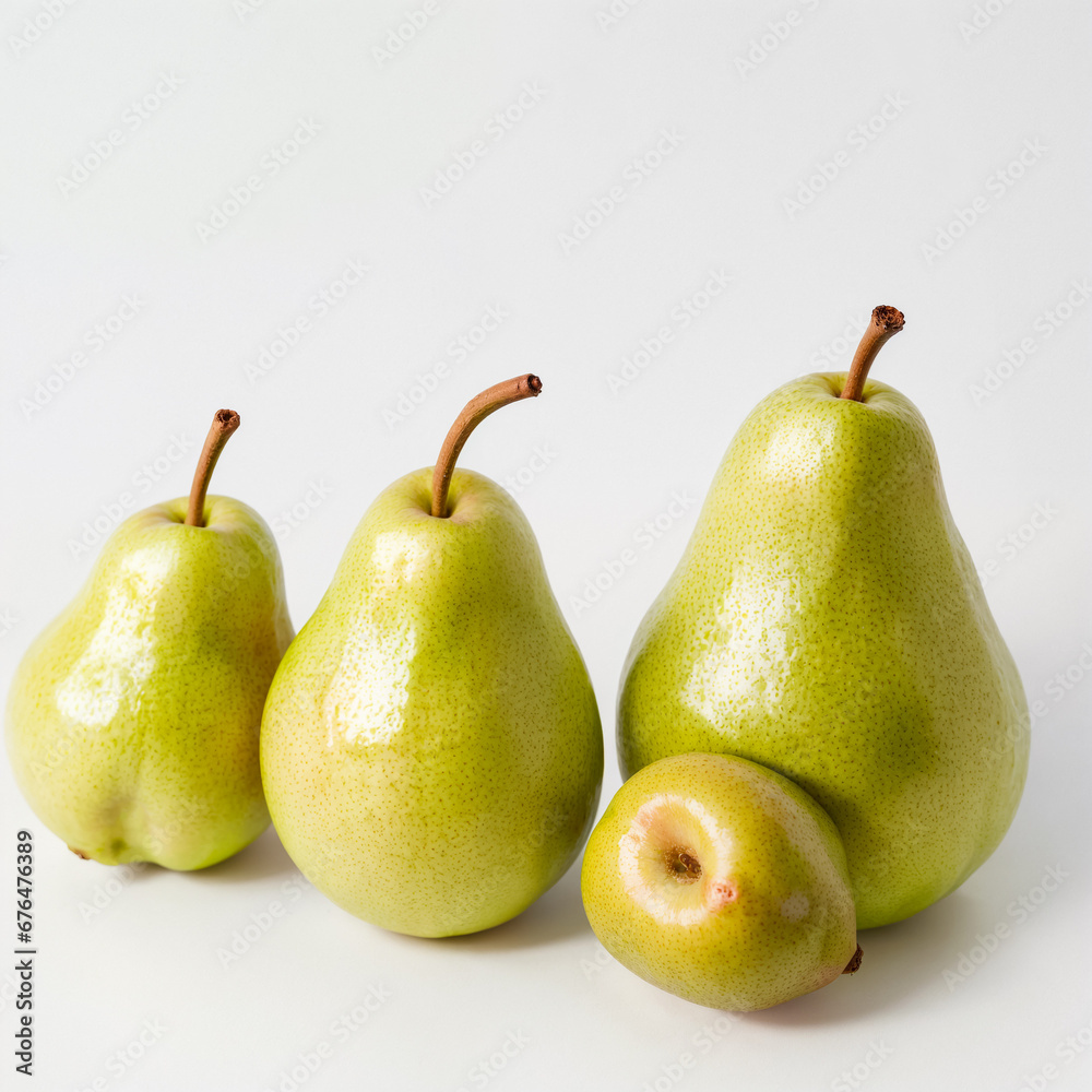 Pears on a white background. Generative AI Pears on a white background. Generative AI
