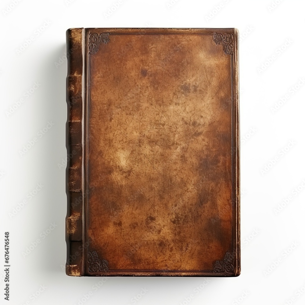 Book in leather cover on white background Book in leather cover on white background