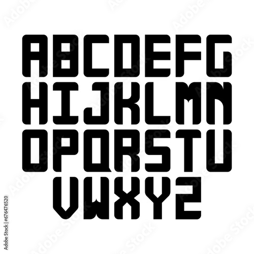 Black alphabet letters on white background