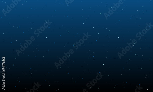 On the right is the 50 percent symbol filled with white dots. Background pattern from dots and circles of different shades. Vector illustration on blue background with stars