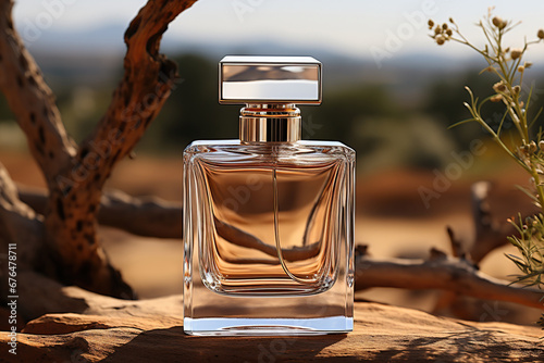 A mockup empty blank perfume bottle photo