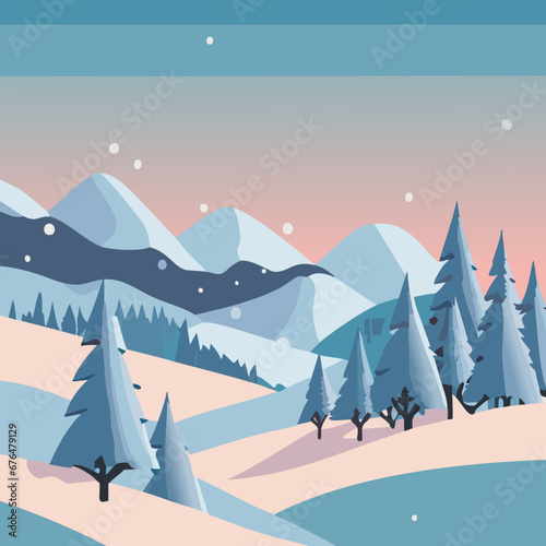 winter landscape with mountains