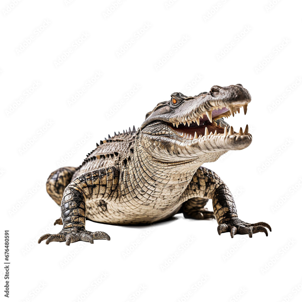 Fototapeta premium Siamese crocodile isolated on transparent background