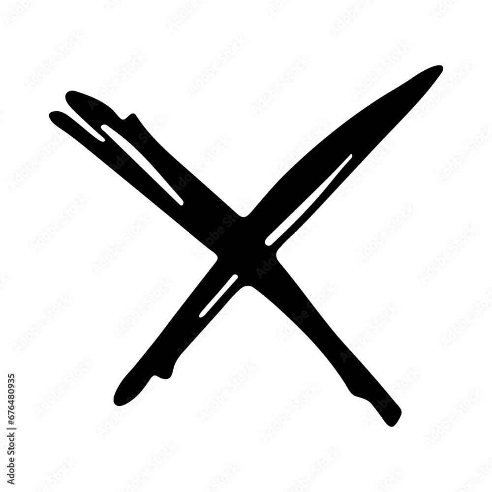Hand drawn cross mark illustration. Marker wrong sign clipart. Ink scribble checkbox. Single element Hand drawn cross mark illustration. Marker wrong sign clipart. Ink scribble checkbox. Single element