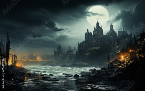 dark fantasy castle landscape © stasknop