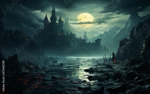 a castle from the dark fantasy world © stasknop