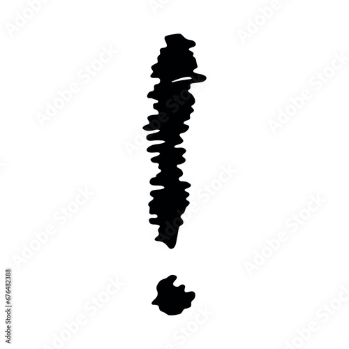 Hand drawn ink exclamation mark illustration in sketch style. Single element for design