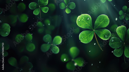 St. Patrick's Day banner, four leaf clover