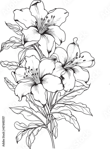 Azaler-Flower-sketch.Black-outline-on-white-background