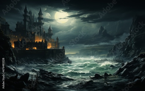 dark castle by the river © stasknop