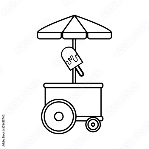 Isolated amusement park ice cream cart icon Vector