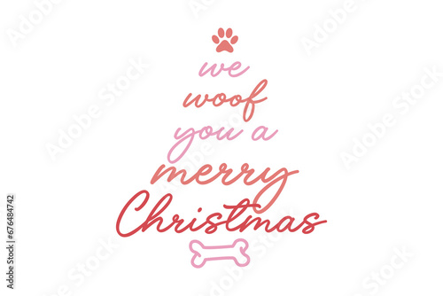 We woof you a merry Christmas Dog Saying T shirt design