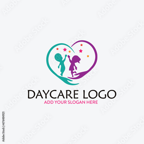 daycare healthcare charity  logo design vector