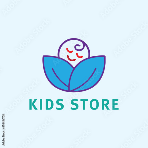 mom baby kids store logo design vector