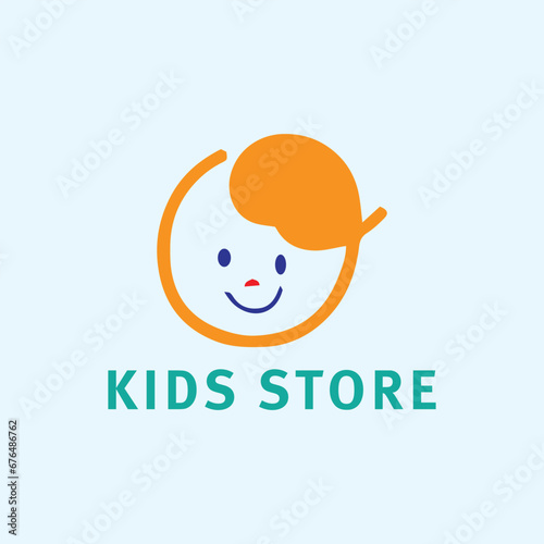 mom baby kids store logo design vector