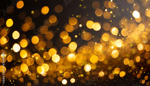 blurred abstract gold bokeh on black background christmas and new year concept ideal for backdrop