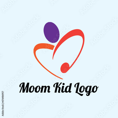 mom baby kids store logo design vector