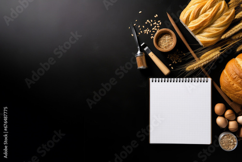 Blank recipe book.Cookbook .book on table background