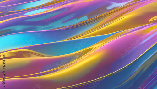 abstract 3d background with colorful holographic wavy flowing liquid paint generative ai